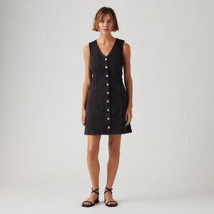 Levi's Elegant Black Button-Front Strapless Dress